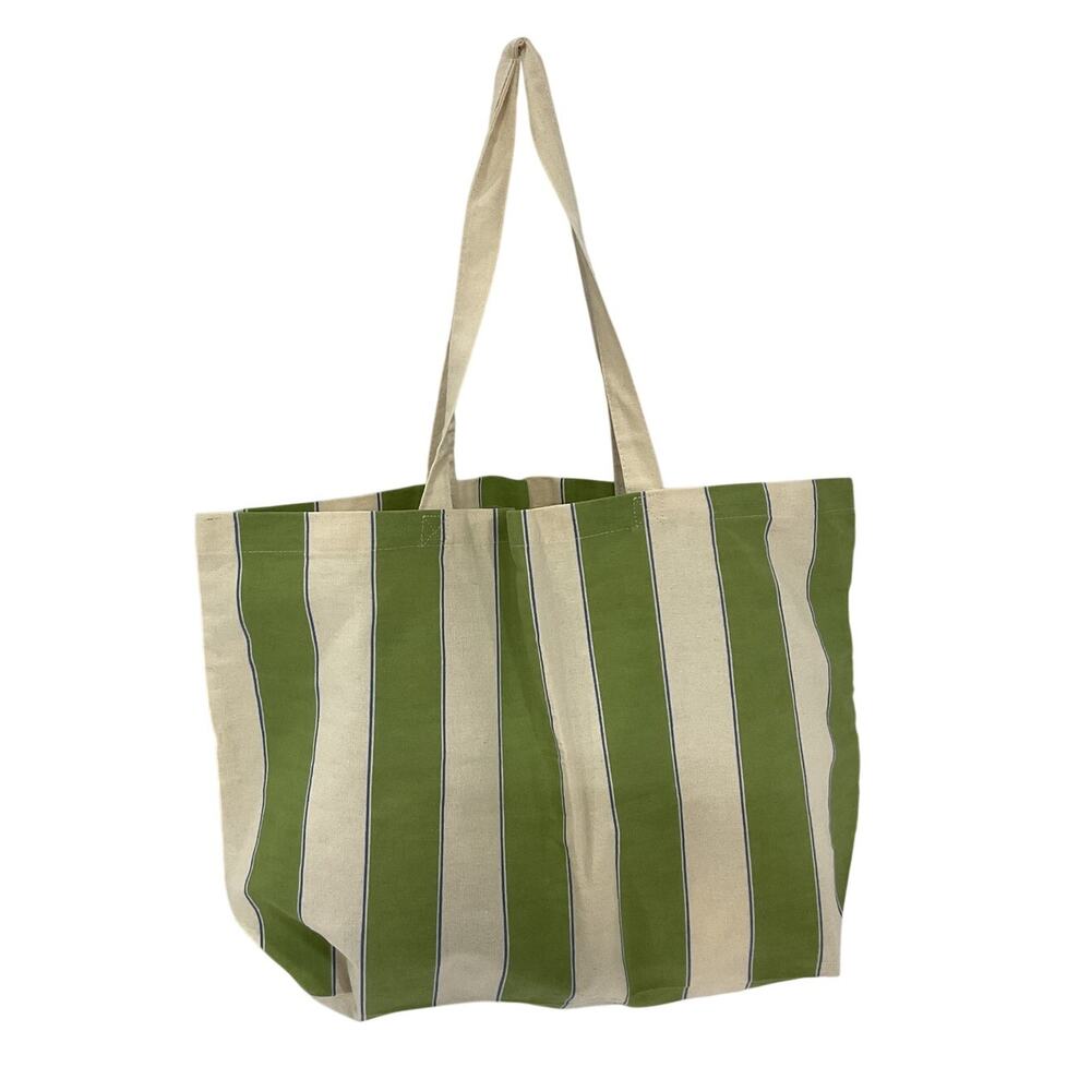 Sezane Striped Green Bonjour Tote Bag - Picture 2 of 3